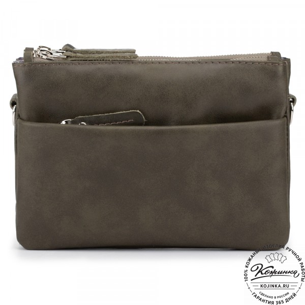 Женская кожаная сумка "Хельга" (хаки гладкая кожа). фото 1