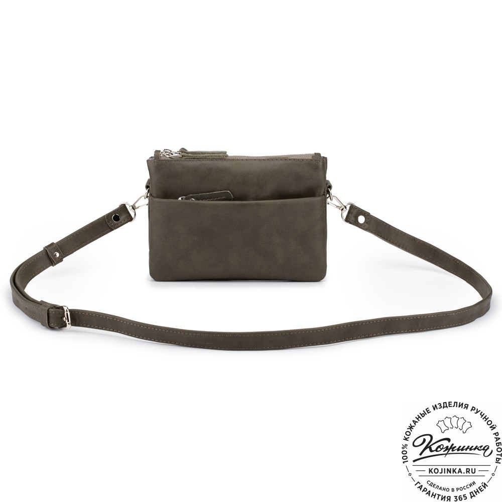 Женская кожаная сумка "Хельга" (хаки гладкая кожа)