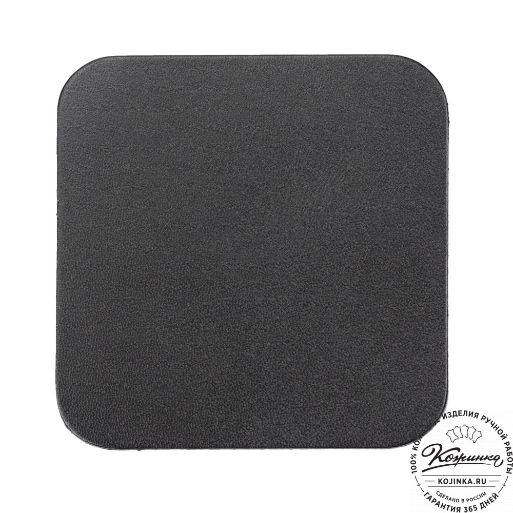 Кожаная подставка для стакана Костер - квадрат (чёрная)