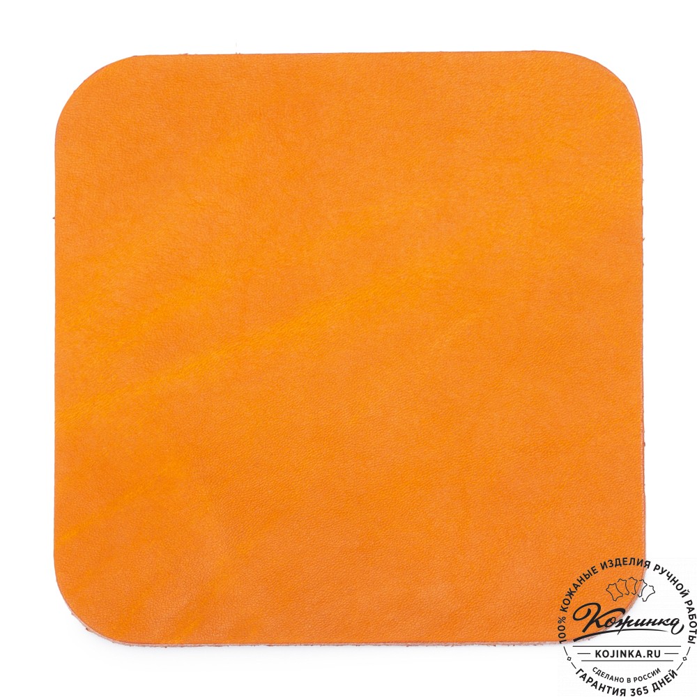 Кожаная подставка для стакана Костер - квадрат (рыжая)