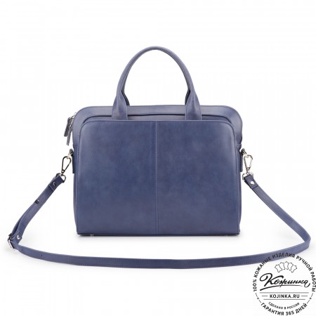 Женская кожаная сумка "Батерфляй" (синяя гладкая кожа)
