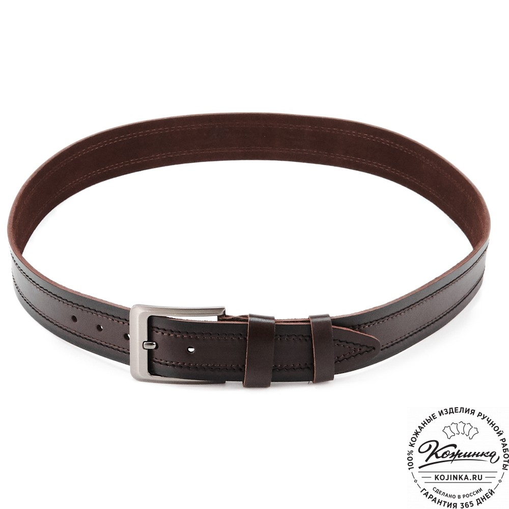 Кожаный мужской ремень "Рекрут NEW" (тёмно-коричневый)