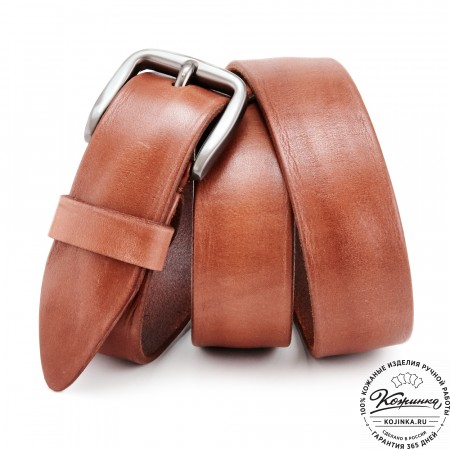 Кожаный ремень "Варяг" (коньяк)