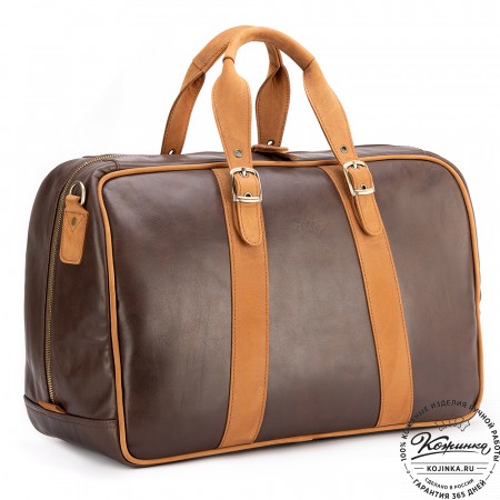 Кожаная дорожная сумка "Бристоль" (коричневая гладкая кожа)