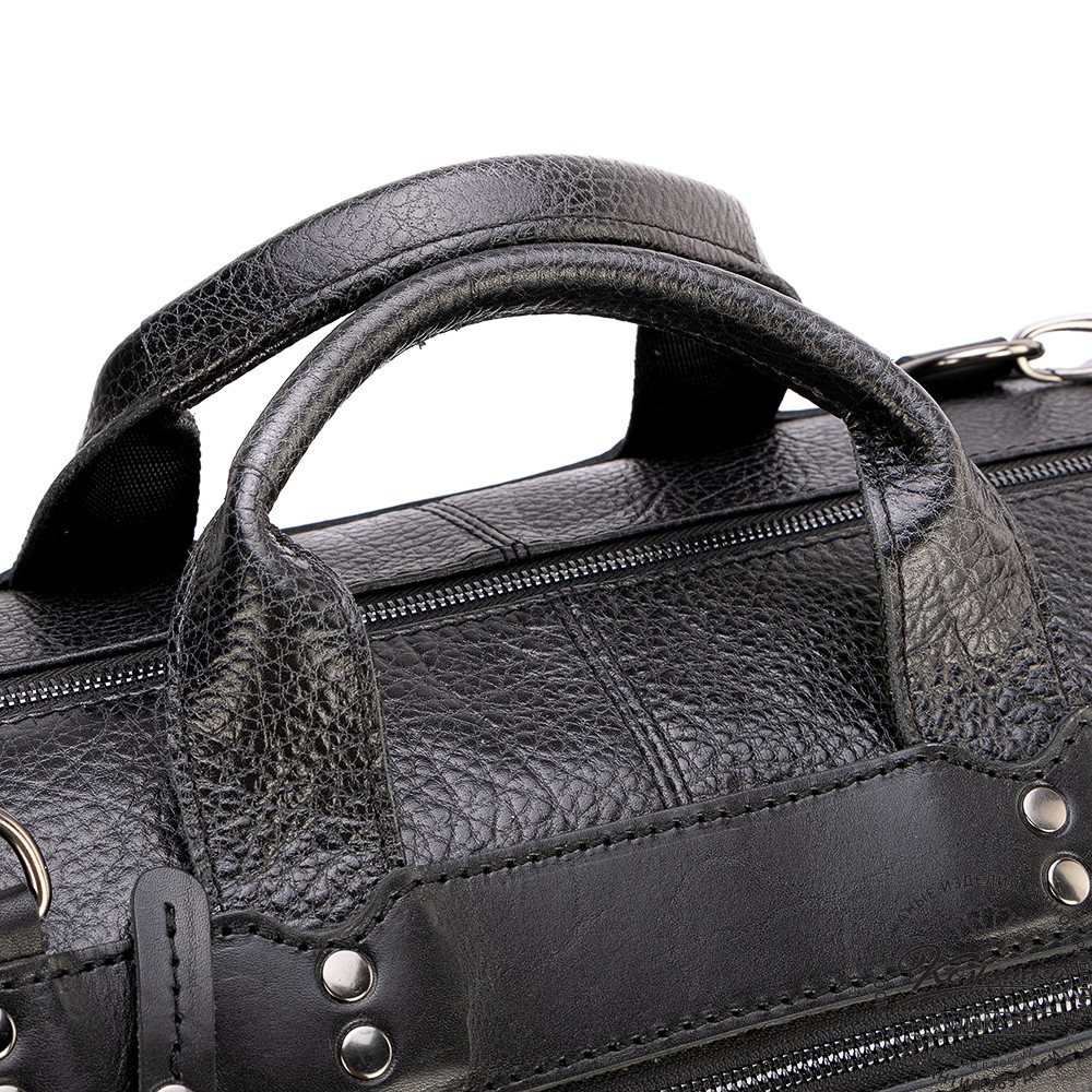 Кожаная дорожная сумка "Сити" (глянец чёрная)