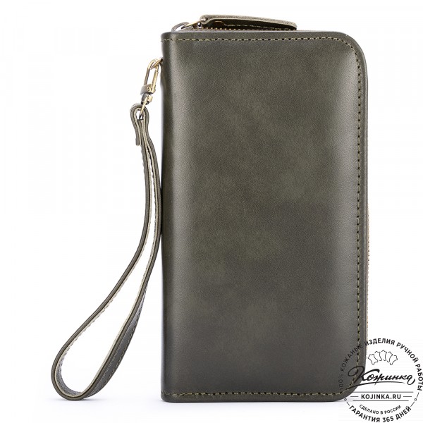 Кожаный клатч "Картер" (хаки гладкая кожа) . фото 1