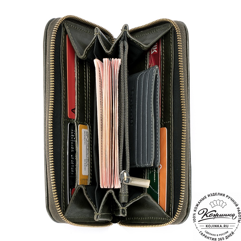 Кожаный клатч "Картер" (хаки гладкая кожа) 