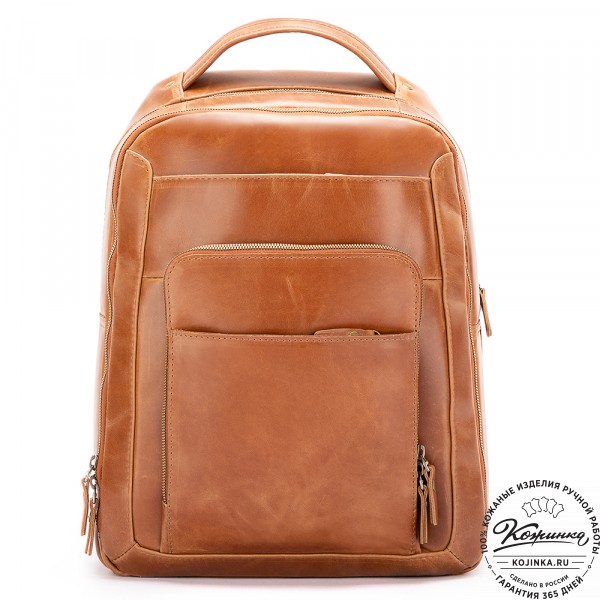 Кожаный рюкзак "Марвин" (рыжий воск). фото 1