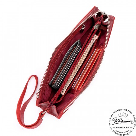 Кожаный клатч  Москва (малина)