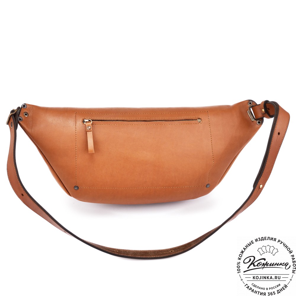 Кожаная нагрудная сумка "Слэш" (коричневая)