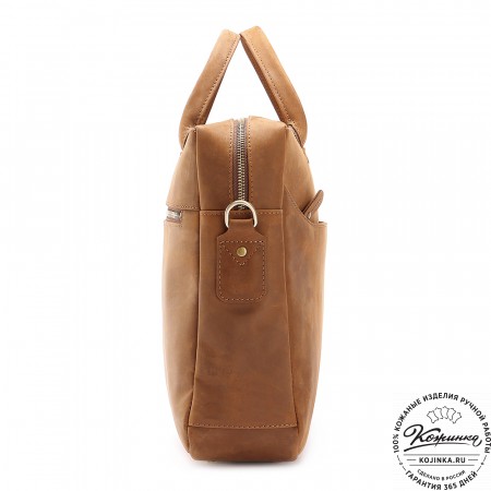 Кожаная деловая сумка "Спайк" (коричневый крейзи) 