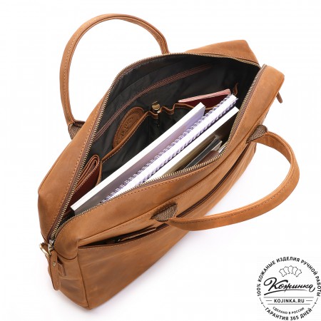 Кожаная деловая сумка "Спайк" (коричневый крейзи) 