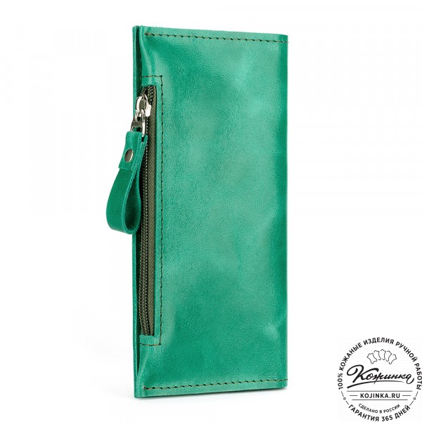 Кожаное портмоне "Арни" (изумруд). фото 1