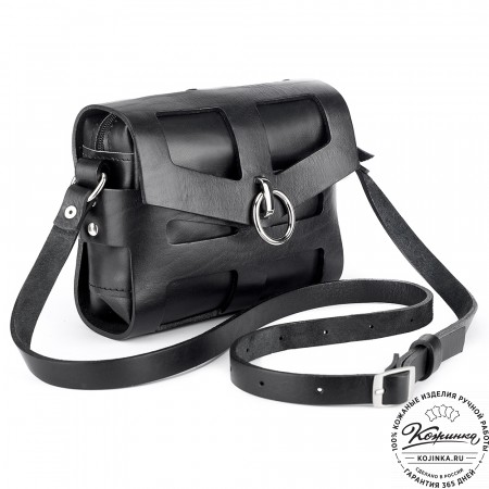 Женская кожаная сумка "Кортни" (чёрная) 