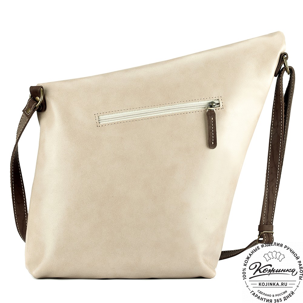 Кожаная сумка "Верона" (бежевая гладкая кожа)