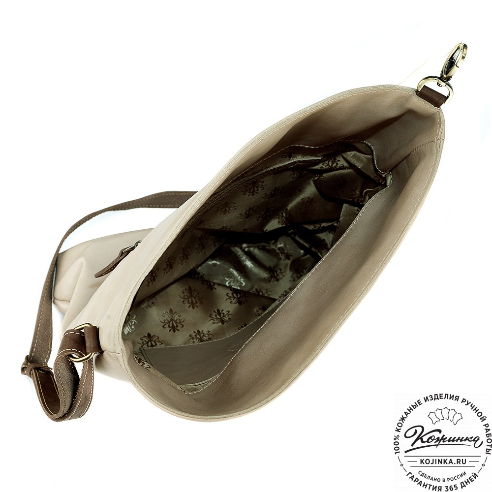 Кожаная сумка "Верона" (бежевая гладкая кожа)