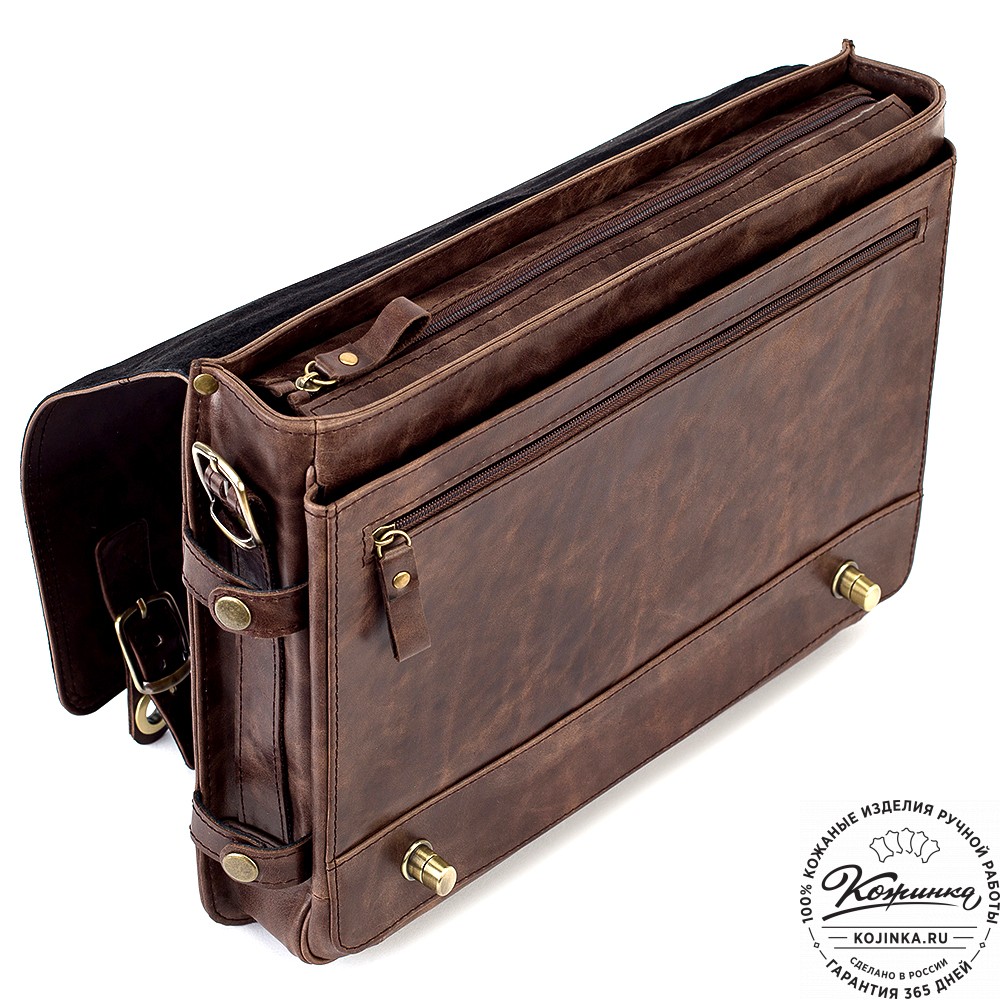 Кожаный портфель "Арамис" (тёмно-коричневый антик)