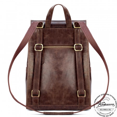 Женский кожаный рюкзак "Ассоль" (тёмно-коричневый антик)