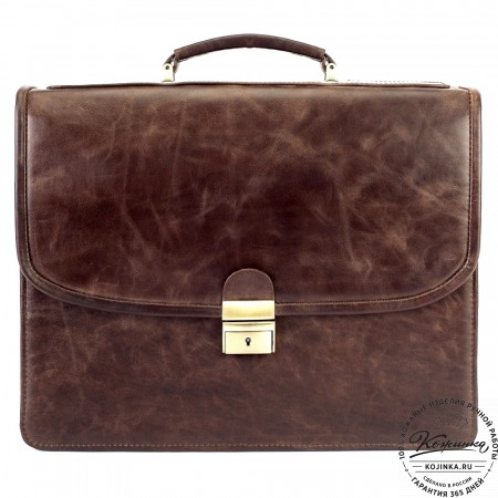 Кожаный портфель "Брест" (тёмно-коричневый антик)