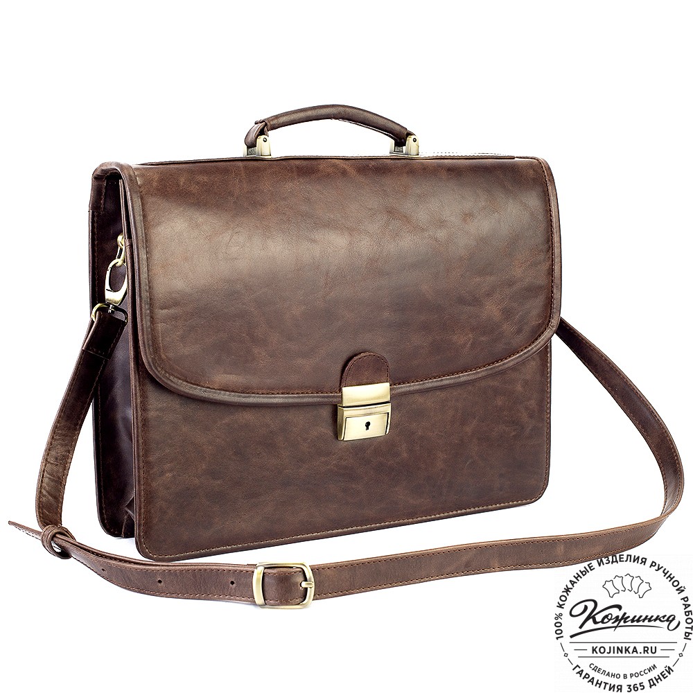 Кожаный портфель "Брест" (тёмно-коричневый антик)