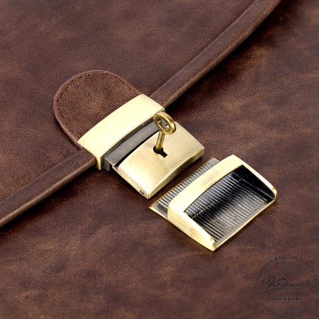 Кожаный портфель "Брест" (тёмно-коричневый антик)