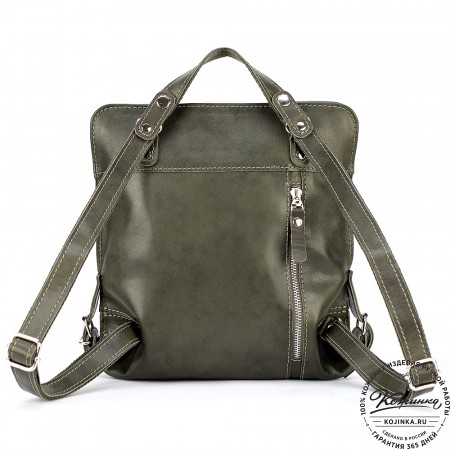 Женский кожаный рюкзак "Салоники" (хаки)