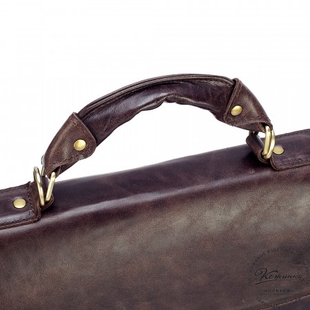 Кожаный портфель "Александрия" (тёмно-коричневый антик)