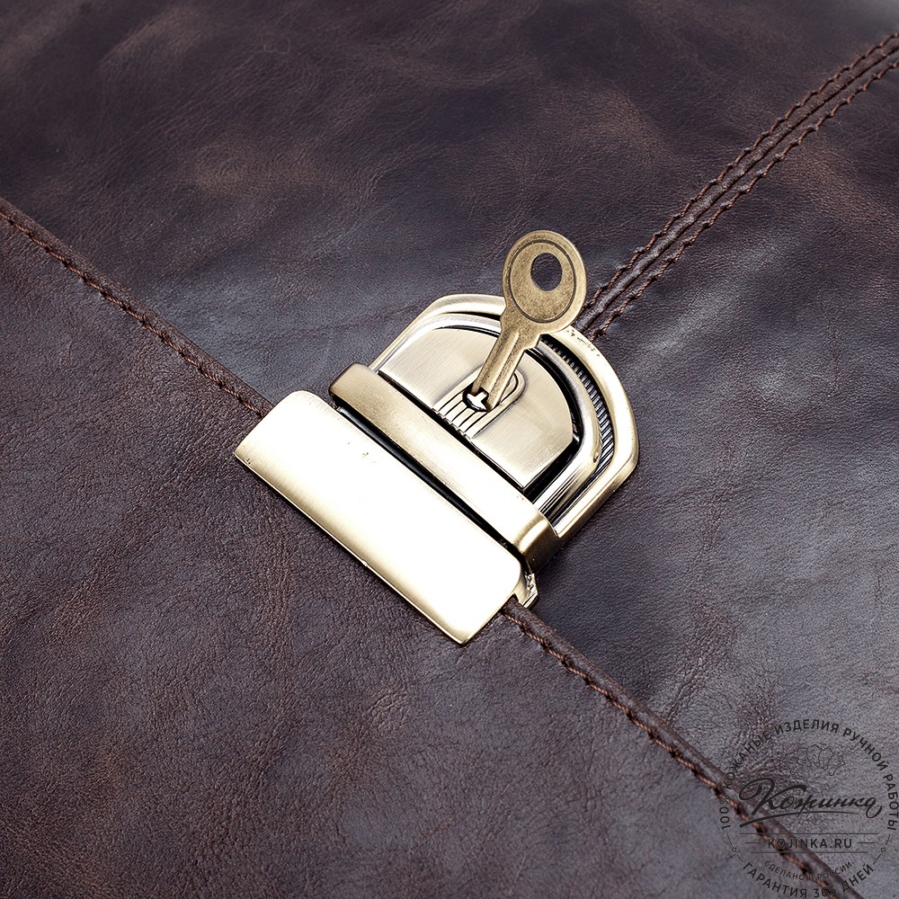 Кожаный портфель "Александрия" (тёмно-коричневый антик)