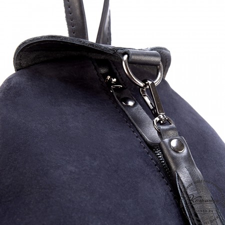 Женский кожаный рюкзак "Афродита" (тёмно-синий с чёрным)