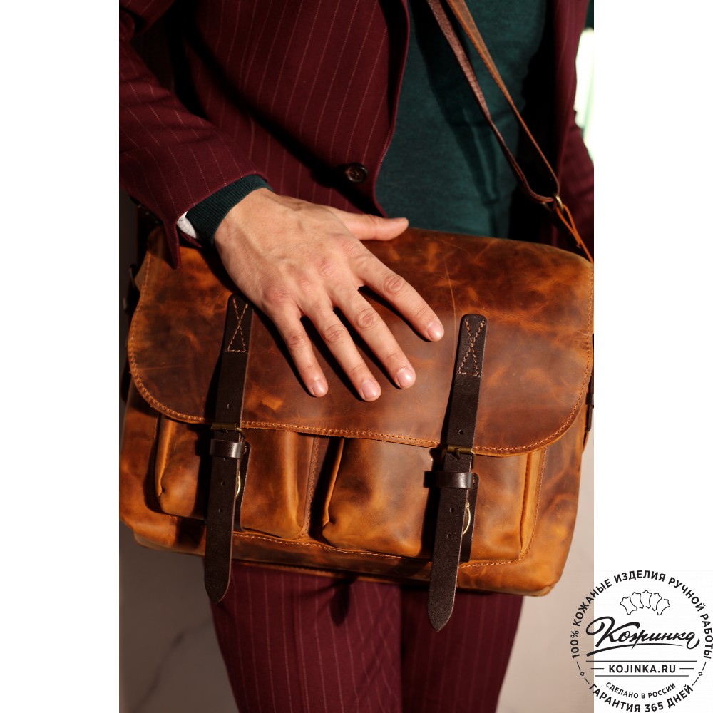 Кожаная сумка "Форман" (рыжий крейзи)