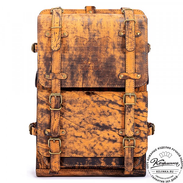 Мужской кожаный рюкзак "Легион" (старение рыжее). фото 1