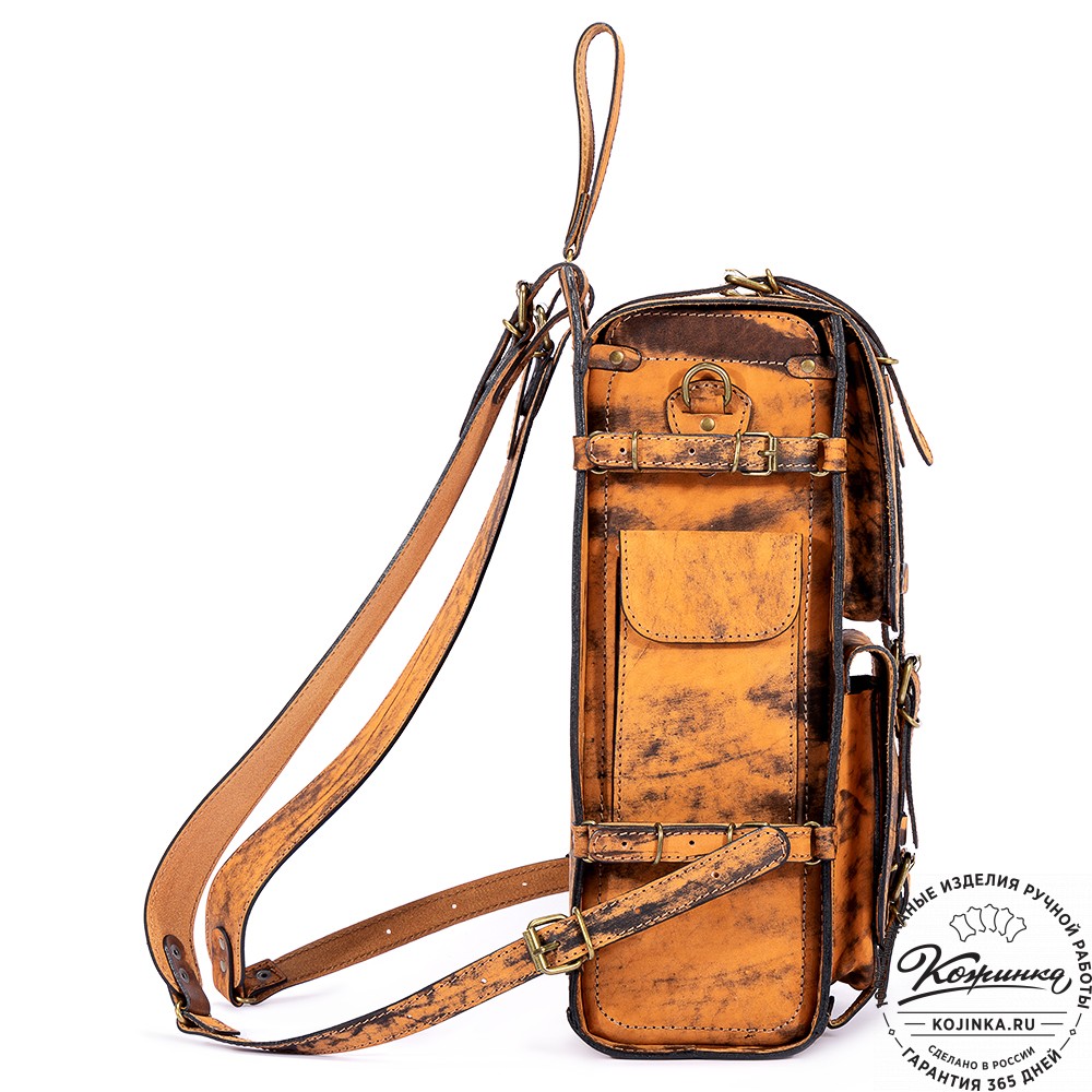 Мужской кожаный рюкзак "Легион" (старение рыжее)