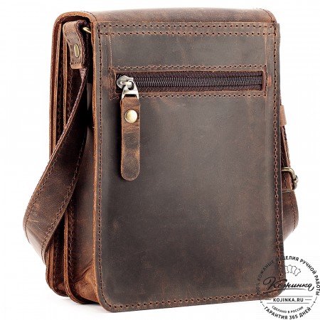 Мужская кожаная сумка "Робин" (тёмно-коричневый крейзи)