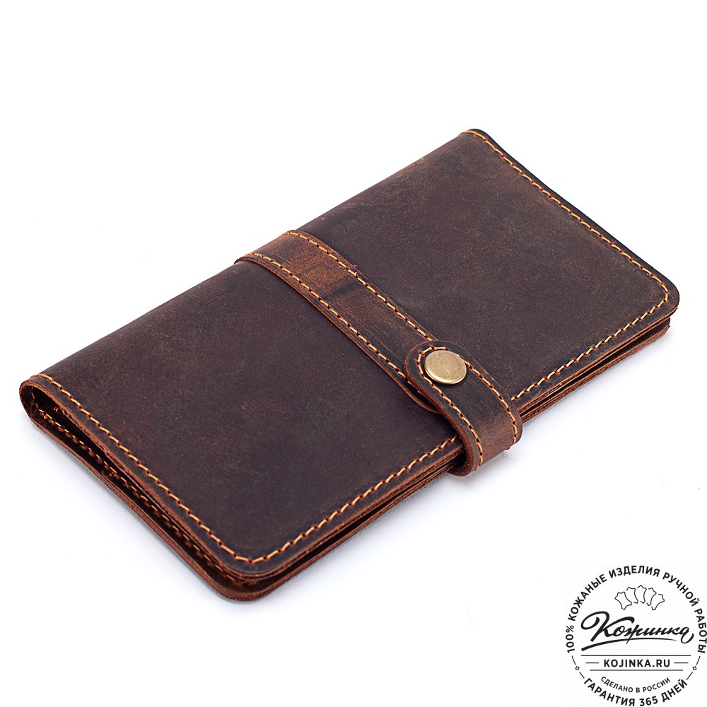 Кожаное портмоне "Тревис" (тёмно-коричневый крейзи)