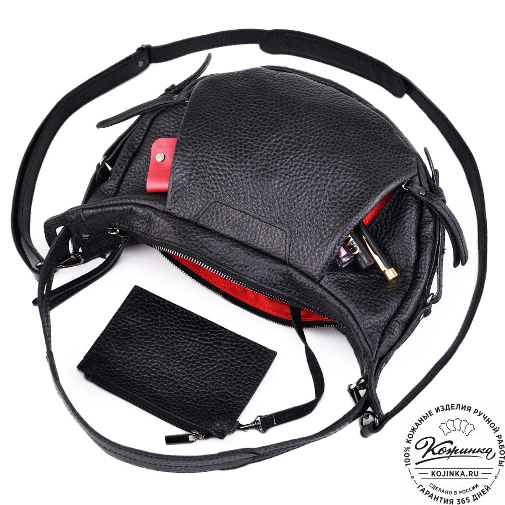 Женская кожаная сумка "Техас" (фактура чёрная)