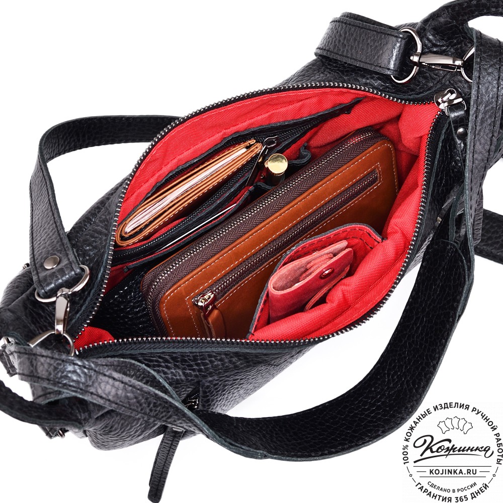 Женская кожаная сумка "Техас" (фактура чёрная)