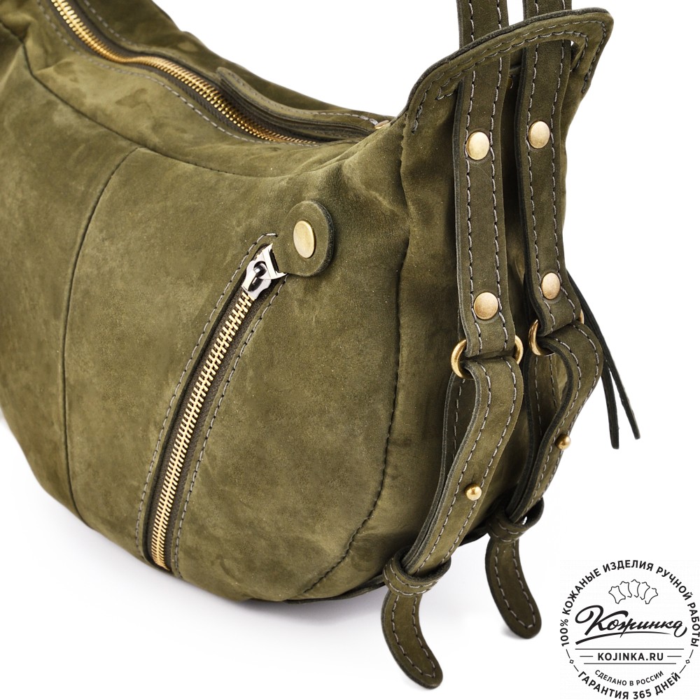 Женская кожаная сумка "Техас" (хаки нубук)