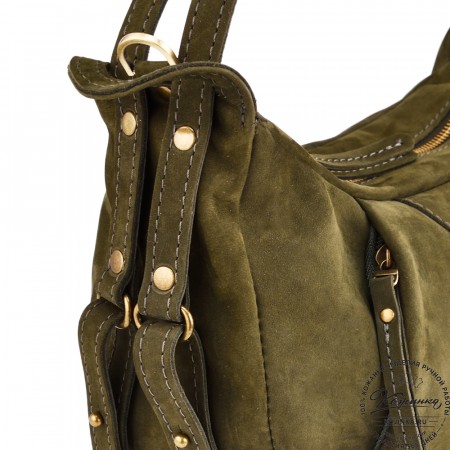 Женская кожаная сумка "Техас" (хаки нубук)