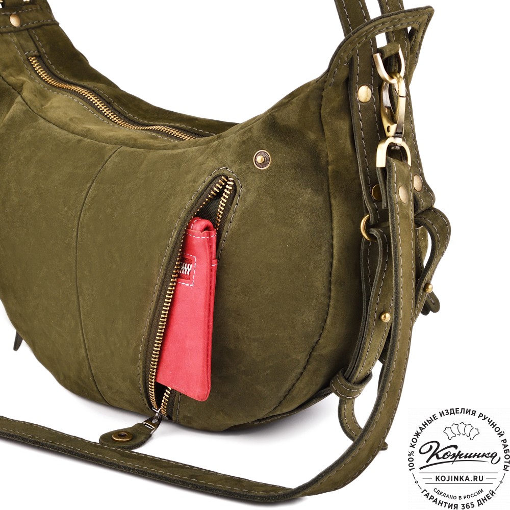 Женская кожаная сумка "Техас" (хаки нубук)