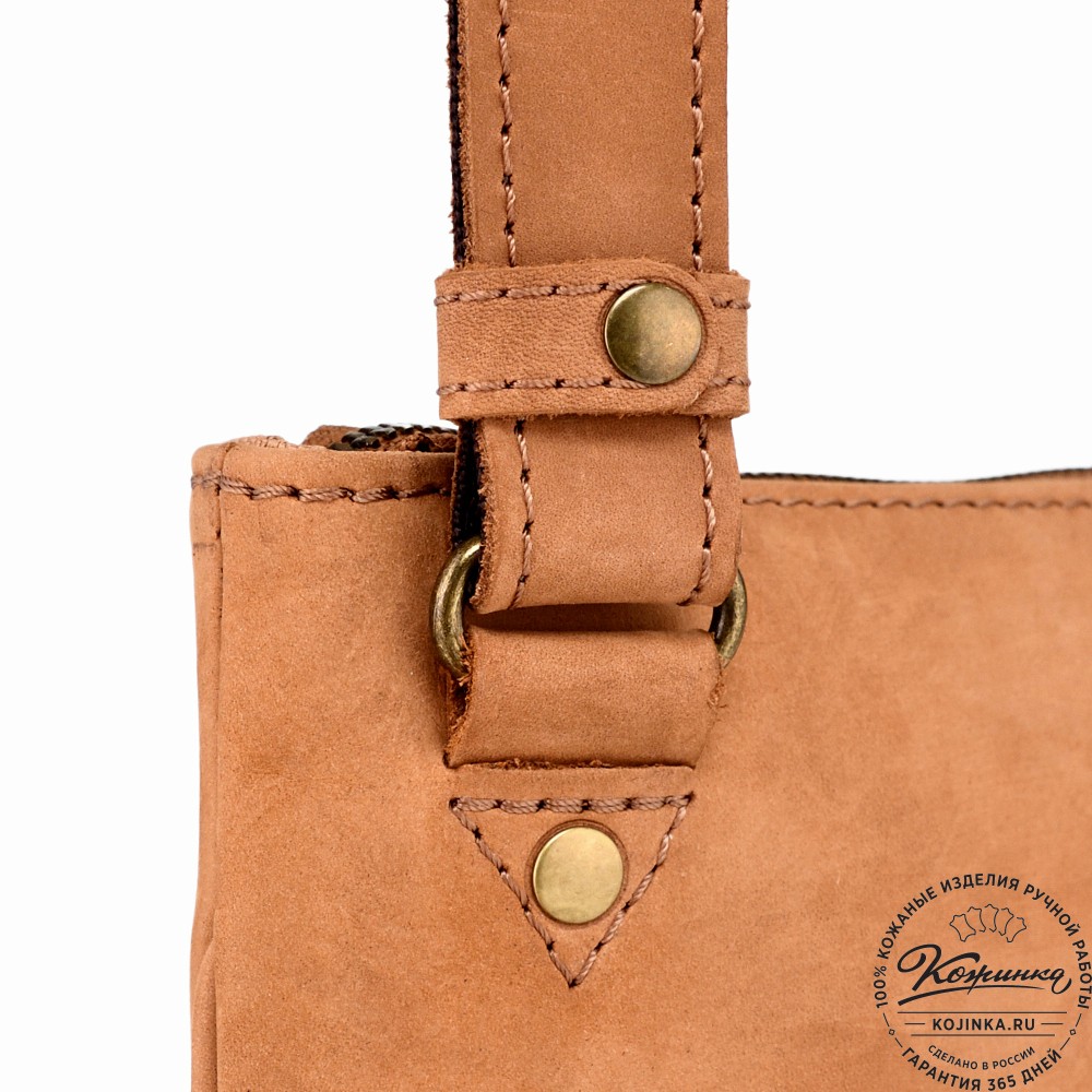  Мужская кожаная сумка "Говард" (песочный крейзи)