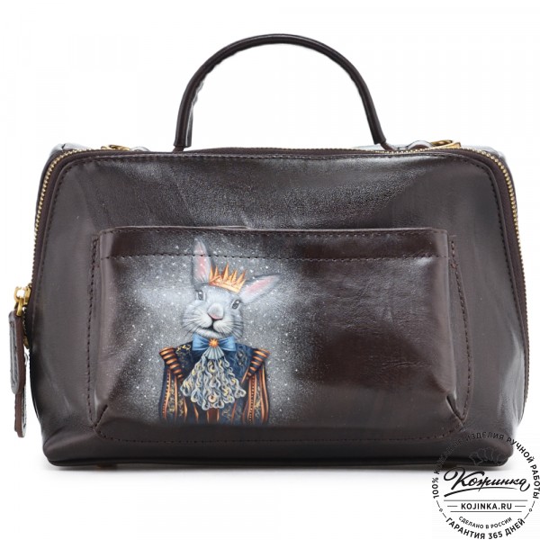 Женская кожаная сумка "Крис" "Кролик в короне". фото 1
