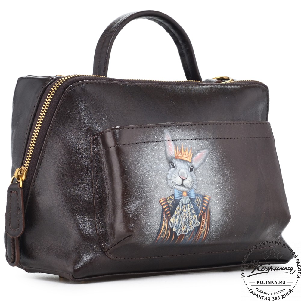 Женская кожаная сумка "Крис" "Кролик в короне"