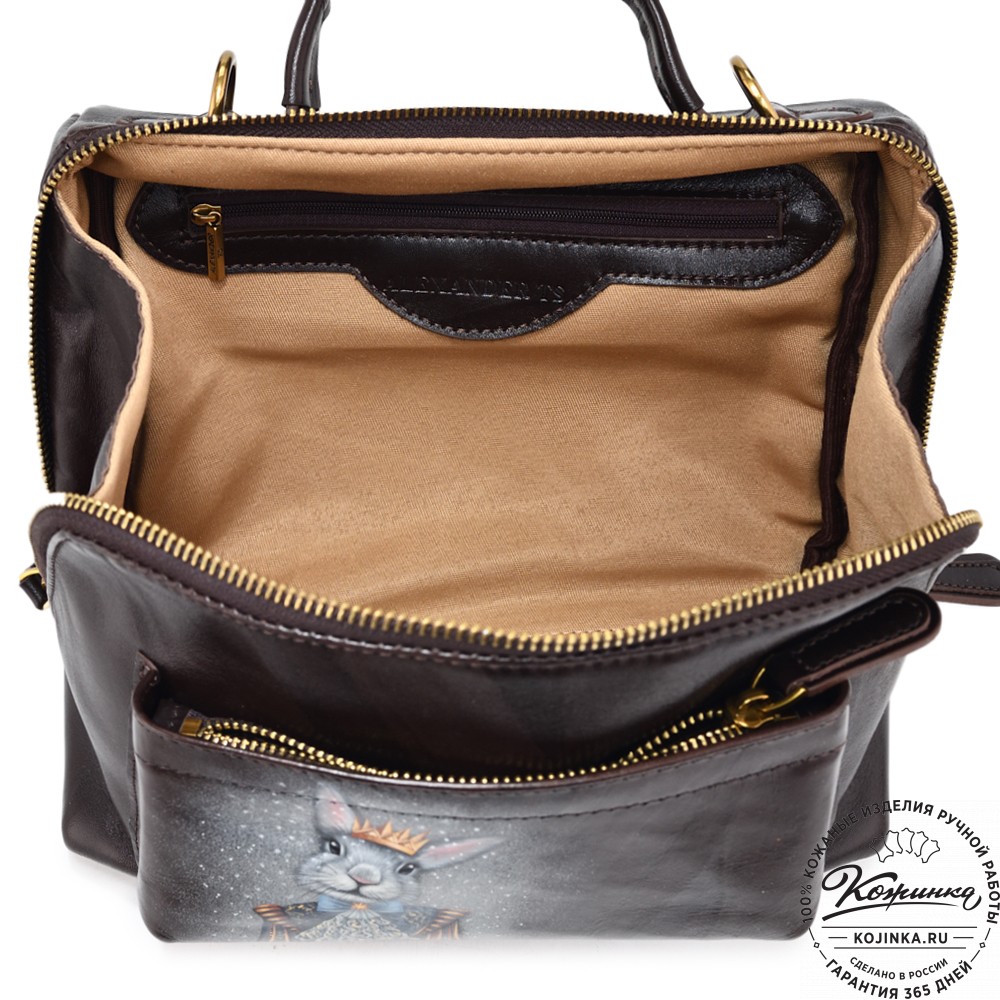 Женская кожаная сумка "Крис" "Кролик в короне"