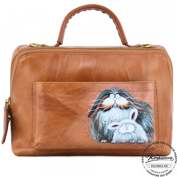 Женская кожаная сумка "Крис" "Кролики чудики". фото 1