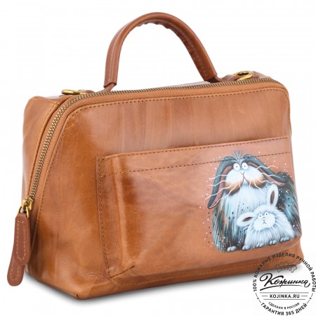 Женская кожаная сумка "Крис" "Кролики чудики"