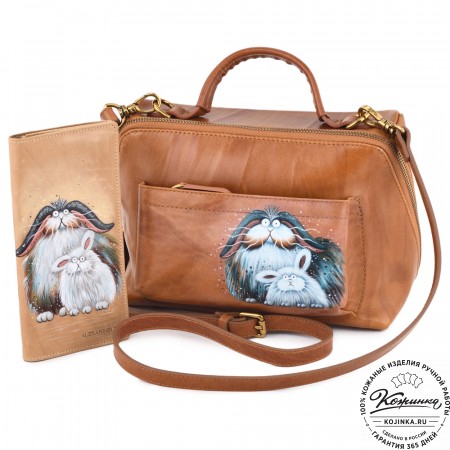 Женская кожаная сумка "Крис" "Кролики чудики"