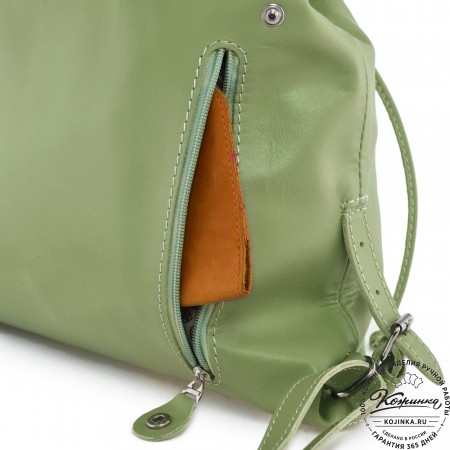  Женский кожаный рюкзак "Паулина" (мята)