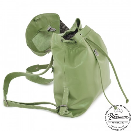  Женский кожаный рюкзак "Паулина" (мята)