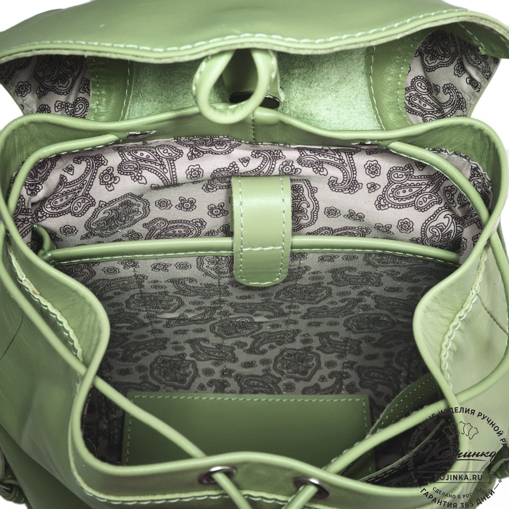  Женский кожаный рюкзак "Паулина" (мята)