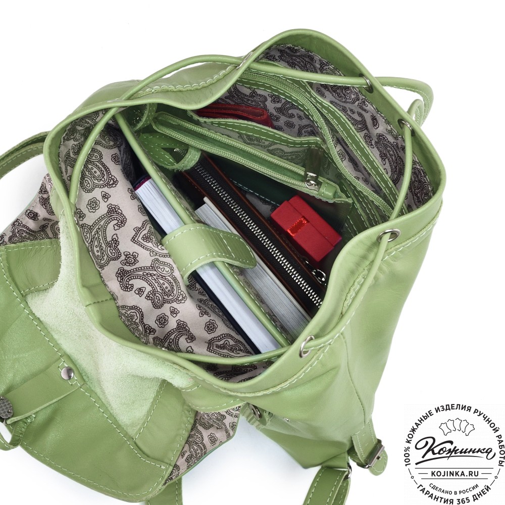  Женский кожаный рюкзак "Паулина" (мята)